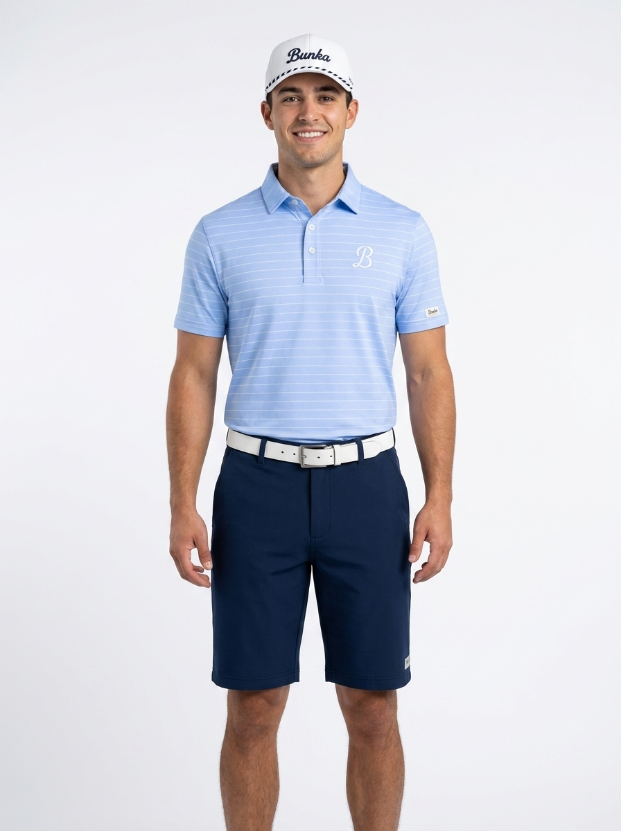 Club Pin Stripe Polo - Baby Blue