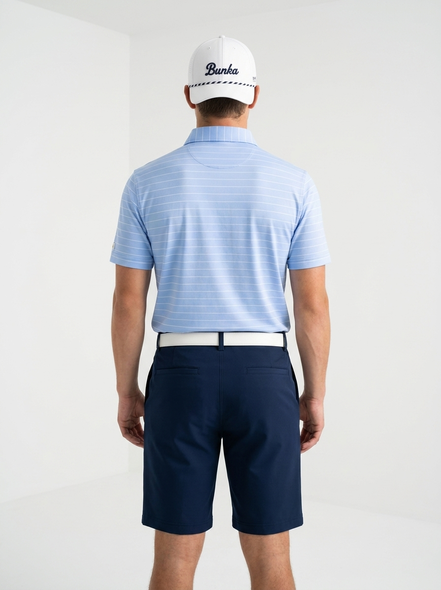 Club Pin Stripe Polo - Baby Blue