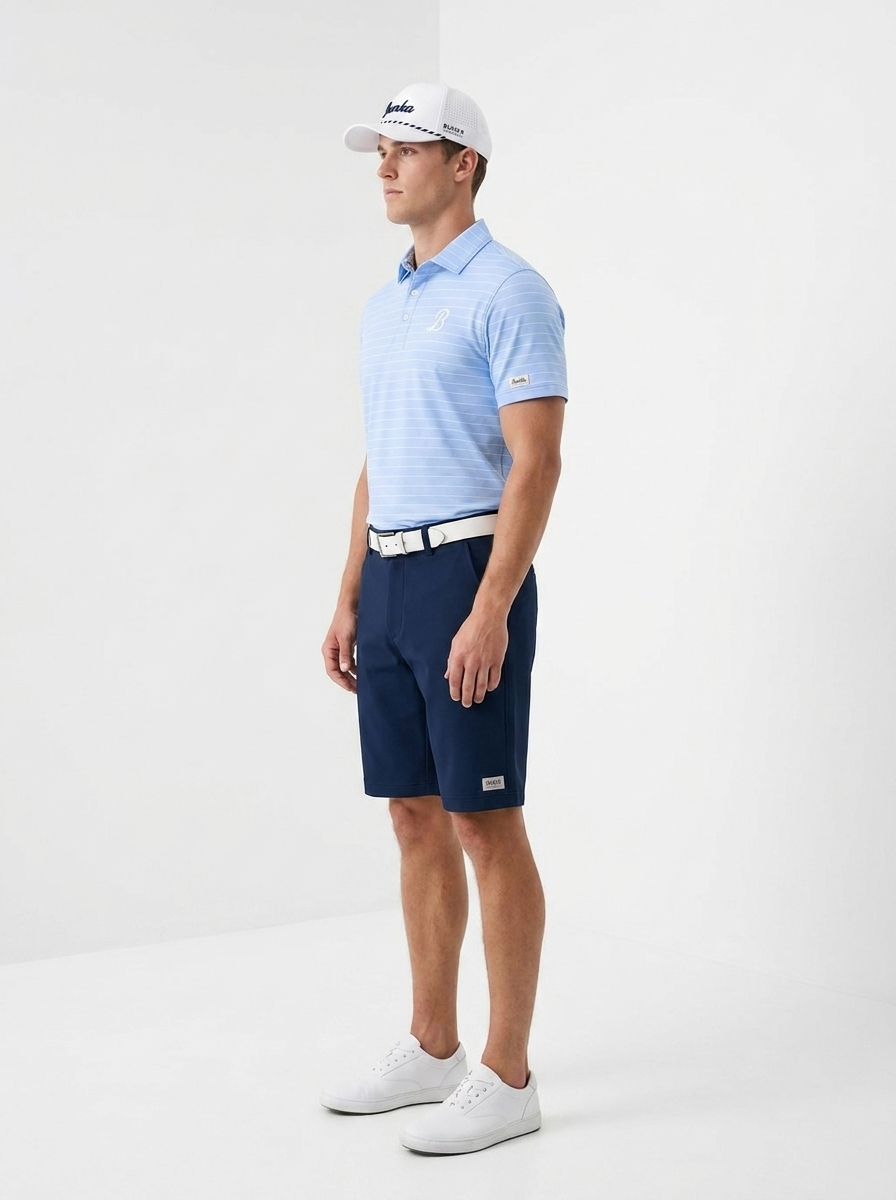 Club Pin Stripe Polo - Baby Blue